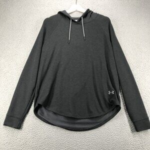 UNDER ARMOUR Hoodie Womens LARGE Gray Featherweight Fleece Hooded Open Back